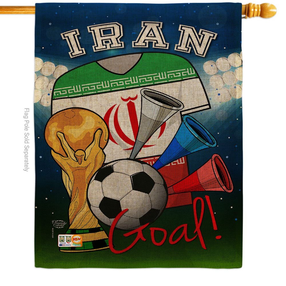 World Cup Iranian Tapestry Burlap Banner Home Decor Wall Art Patio Lawn Front Porch Room Decorations Outdoor Flags Yard Signs FIFA Soccer Gifts Sports Fan Party Trophy Game Football Goal Made In USA