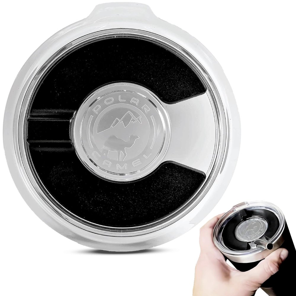 Alterd Industries Magnetic Slide Tumbler Lid - Smooth Open/Close for Polar Camel Replacement Lid - Secure & Easy-to-Use Cup lids for tumblers Cover, Great Fit (20oz Magnetic Slide Lid)