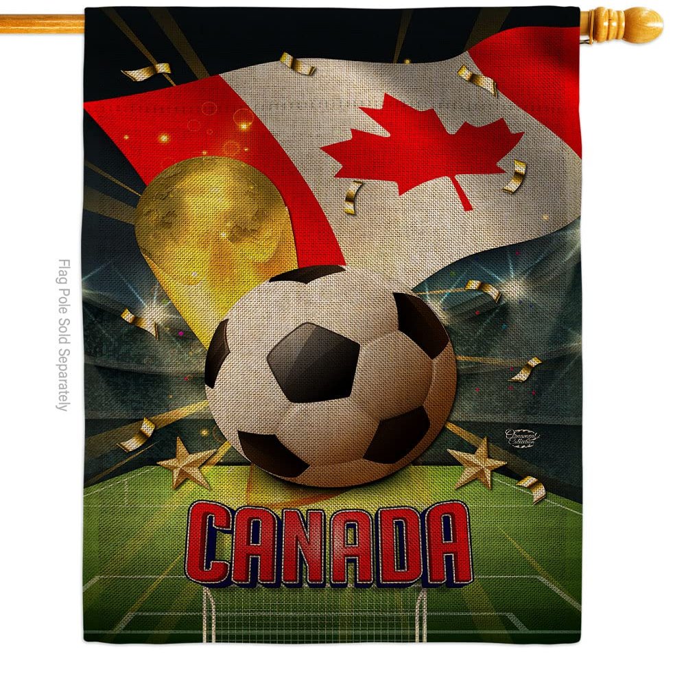 World Cup Canadian Tapestry Burlap Banner Home Decor Wall Art Patio Lawn Front Porch Room Decorations Outdoor Flags Yard Signs FIFA Soccer Gifts Sports Fan Party Trophy Game Football Goal Made In USA