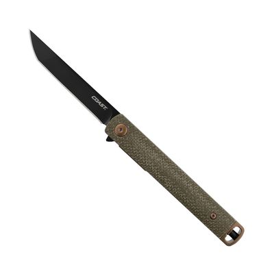 COAST Founder's Collection SELECT LX504, Gentleman's EDC Folding Pocketknife, Tanto Blade, Flipper Tab, Liner Lock, Two Position Pocket Clip, Black 9Cr18Mov Stainless-Steel, Dark Green