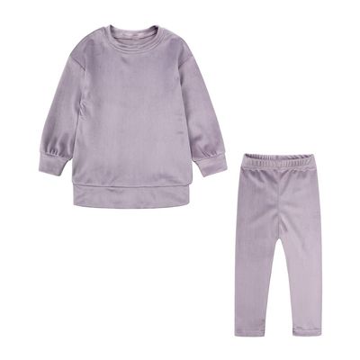 MYGBCPJS Little Girls 2 Pcs Velour Tracksuit Kids Long Sleeve Pullover Sweatshirt + Sweatpants Sweatsuit Outfits Clothes Set