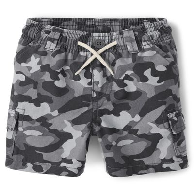 The Children's Place,and Toddler Boys Pull on Cargo Shorts,Steamboat,12-18 Months Grey Camo