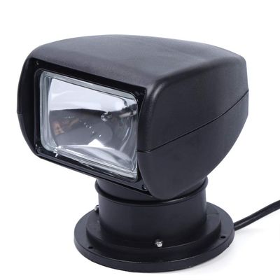 100W Bulb Spotlight for Boat Truck Car Marine Searchlight Lighting 2500LM 12V Waterproof 360 Rotate Halogen Searchlight Outdoor Lamp (Black,Simple Remote Control)