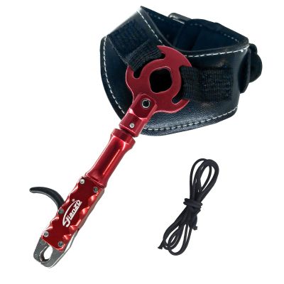 xxiaojun Adjustable Wristband Release, Index Finger Release, Composite Bow, 360 Degree rotatable Jaws, Automatic Closure, Bow and Arrow Archery Accessories, Archery Release Aids (red)