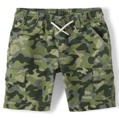 The Children's Place Toddler Boys Pull on Cargo Shorts, Green Camo Single, 12