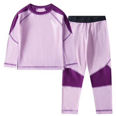 Fldy Boys Girls Thermal Underwear Set Kids Toddlers Fleece Lined Long Johns Set Winter Base Layer Top & Bottom Purple A 11-12 Years