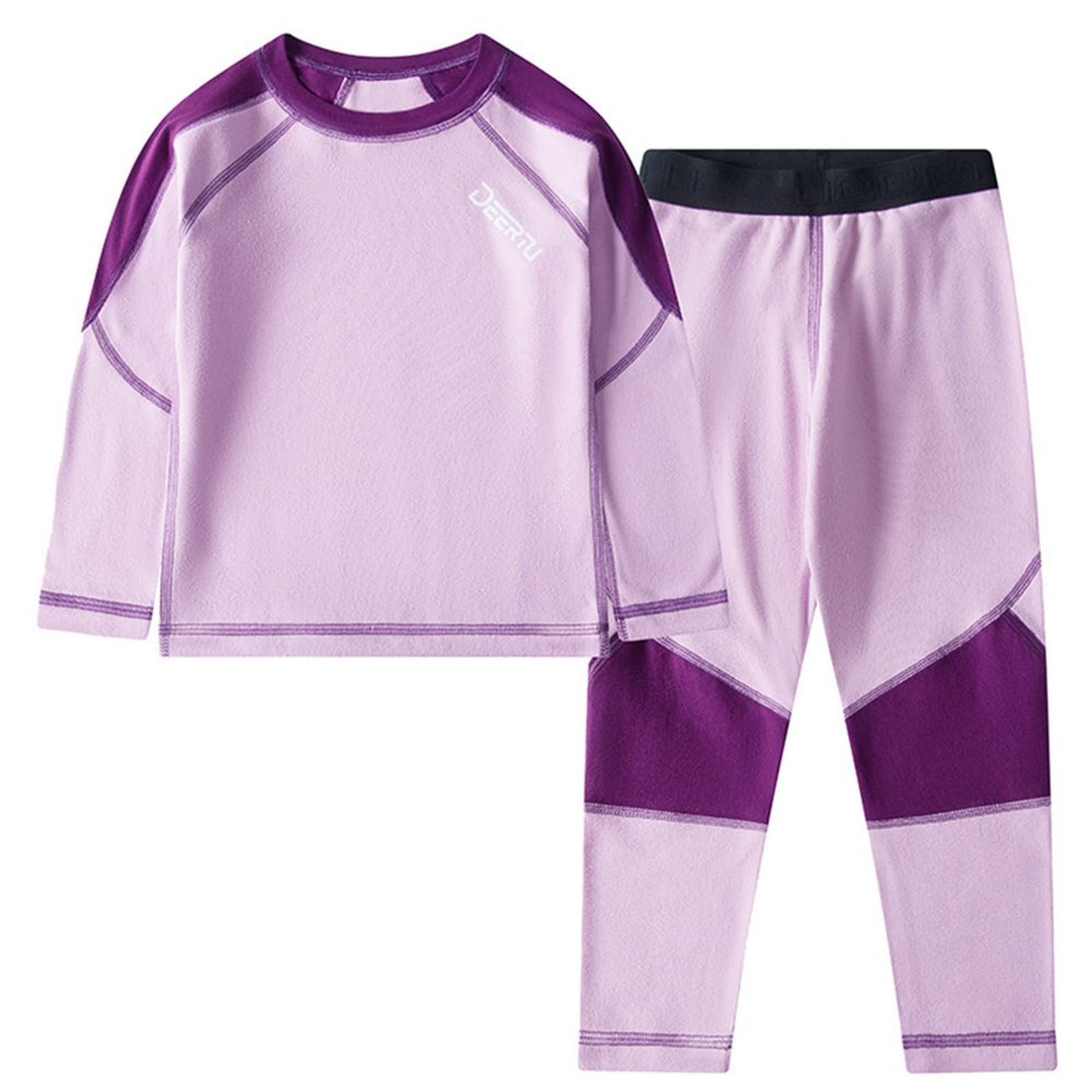 Fldy Boys Girls Thermal Underwear Set Kids Toddlers Fleece Lined Long Johns Set Winter Base Layer Top & Bottom Purple A 11-12 Years