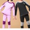 Fldy Boys Girls Thermal Underwear Set Kids Toddlers Fleece Lined Long Johns Set Winter Base Layer Top & Bottom Purple A 11-12 Years view 3