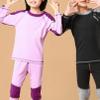 Fldy Boys Girls Thermal Underwear Set Kids Toddlers Fleece Lined Long Johns Set Winter Base Layer Top & Bottom Purple A 11-12 Years view 4