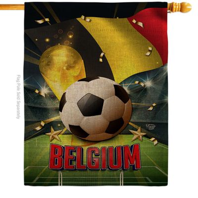 World Cup Belgian Tapestry Burlap Banner Home Decor Wall Art Patio Lawn Front Porch Room Decorations Outdoor Flags Yard Signs FIFA Soccer Gifts Sports Fan Party Trophy Game Football Goal Made In USA