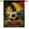 World Cup Belgian Tapestry Burlap Banner Home Decor Wall Art Patio Lawn Front Porch Room Decorations Outdoor Flags Yard Signs FIFA Soccer Gifts Sports Fan Party Trophy Game Football Goal Made In USA view 1