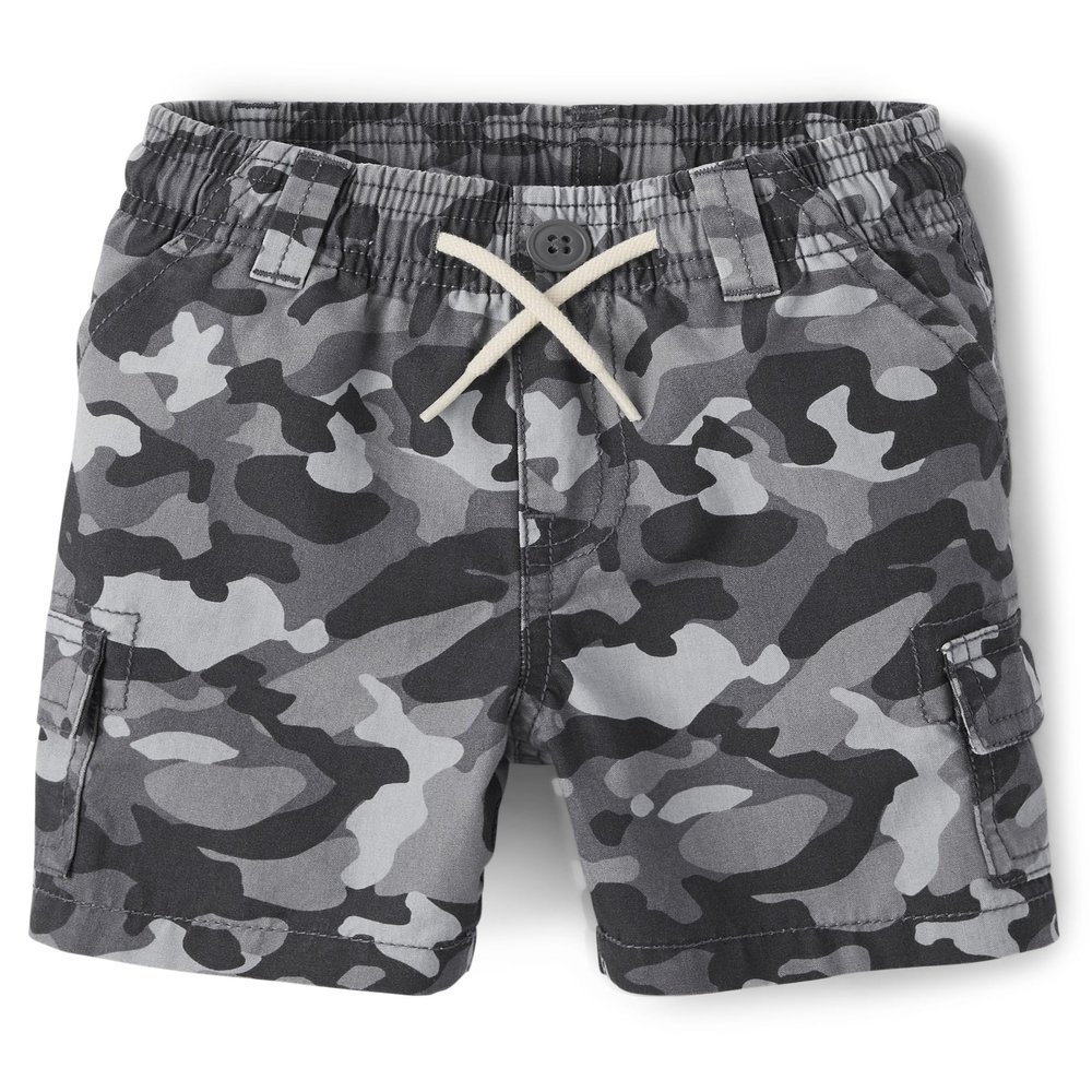 The Children's Place,and Toddler Boys Pull on Cargo Shorts,Steamboat,6-9 Months Grey Camo