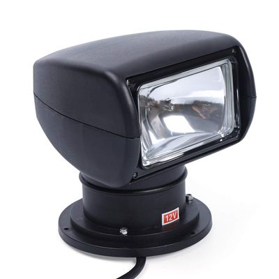 100W Bulb Spotlight for Boat Truck Car Marine Searchlight Lighting 2500LM 12V Waterproof 360 Rotate Halogen Searchlight Outdoor Lamp (Black,Advanced Remote Control)