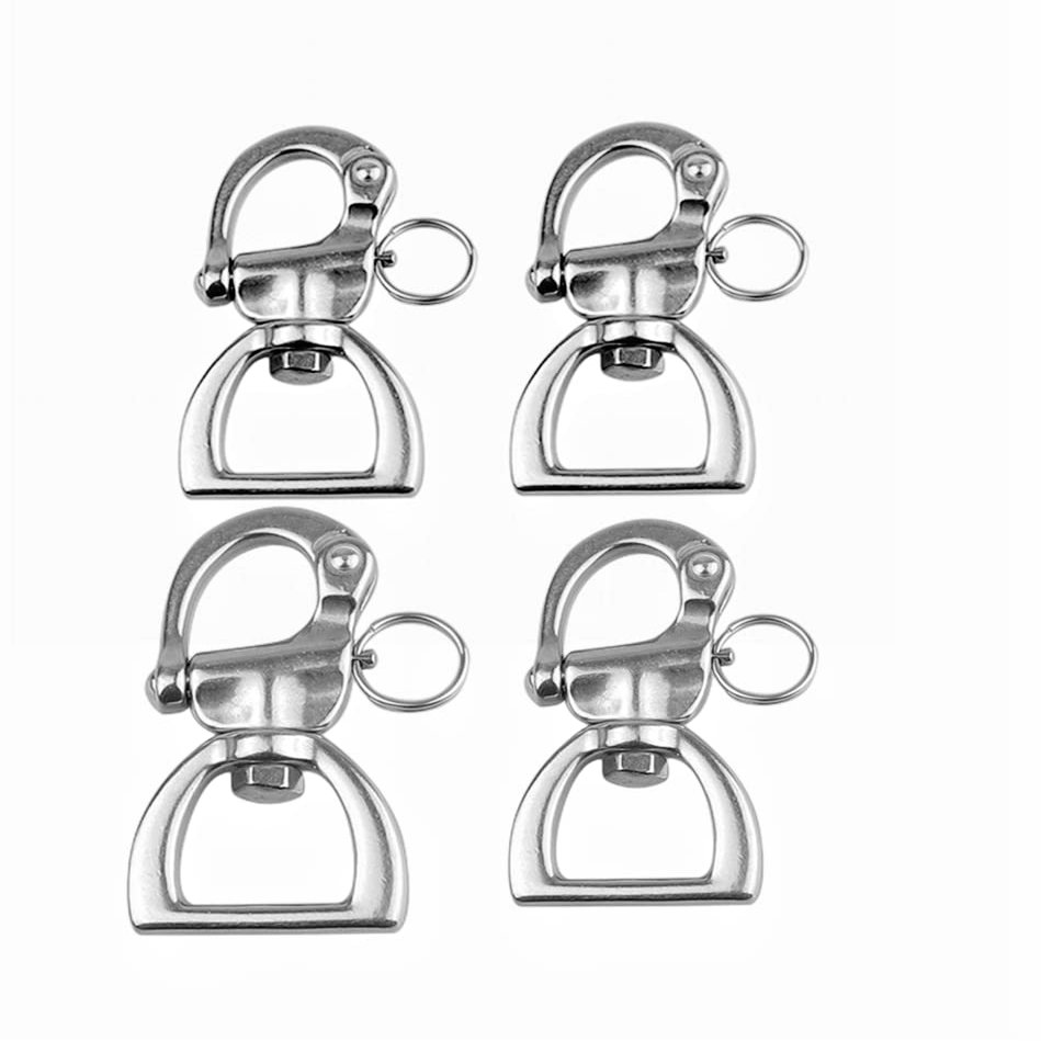 2/4Pcs Stainless Steel 316 Swivel Snap Shackle Quick Connect Shackle, 77x26mm Heavy Duty Snap Hook for Sailboat Spinnaker Halyard (2)