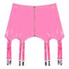 ACSUSS Womens Patent Leather Garters with Metal Clips Lingerie Nightwear Club Stage Performance Costume Pink Small view 3