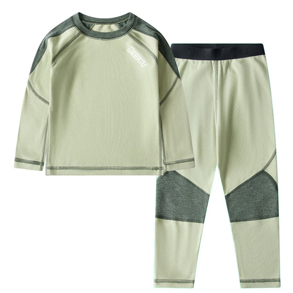 Fldy Boys Girls Thermal Underwear Set Kids Toddlers Fleece Lined Long Johns Set Winter Base Layer Top & Bottom Green A 2-3 Years