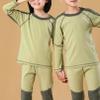 Fldy Boys Girls Thermal Underwear Set Kids Toddlers Fleece Lined Long Johns Set Winter Base Layer Top & Bottom Green A 2-3 Years view 3