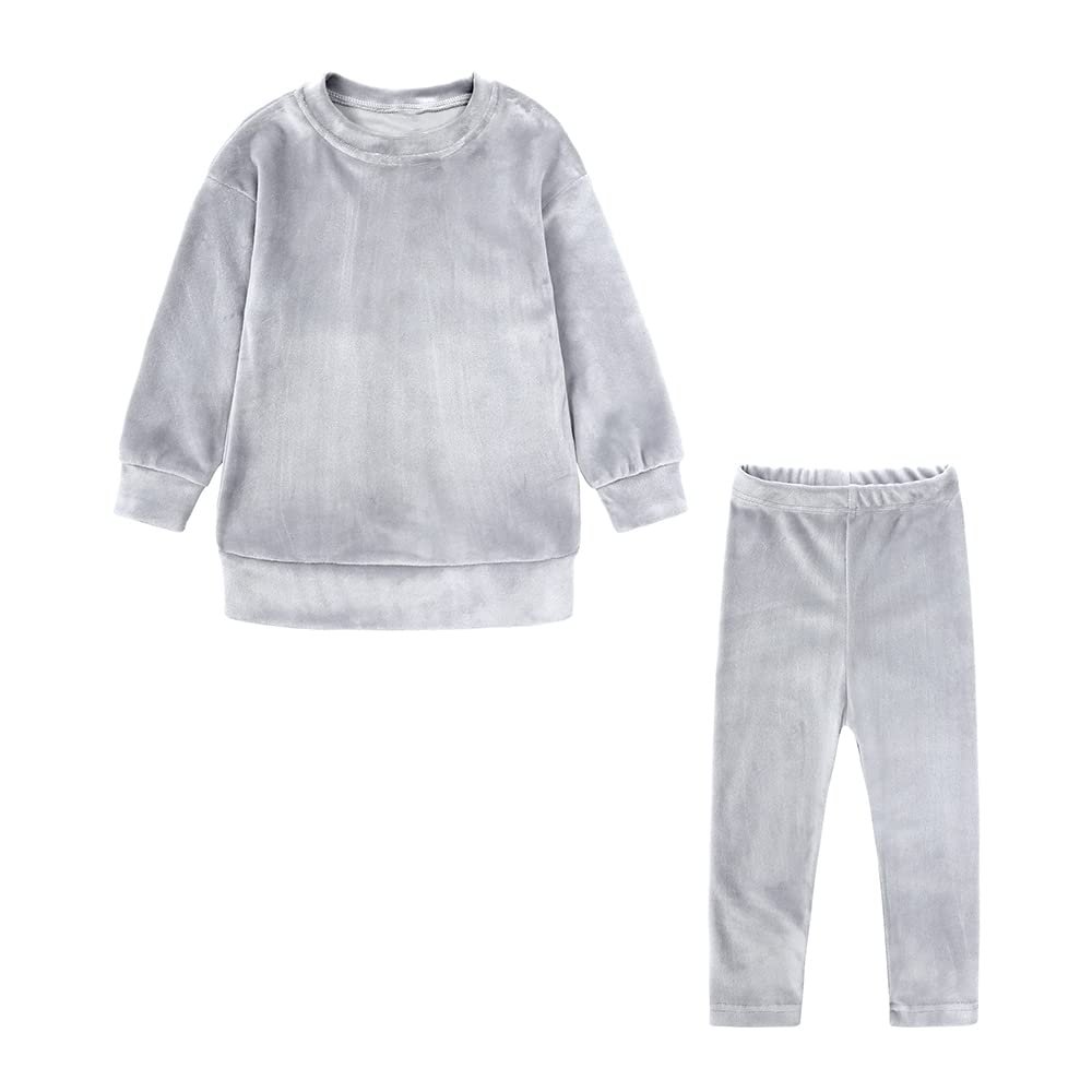 MYGBCPJS Little Girls 2 Pcs Velour Tracksuit Kids Long Sleeve Pullover Sweatshirt + Sweatpants Sweatsuit Outfits Clothes Set