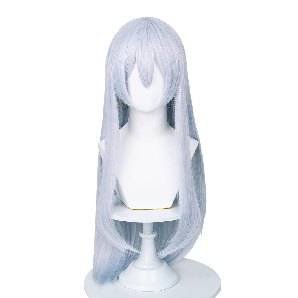 Wiggy Mermaid White Wig for Kanade Yoisaki Cosplay Wig Costume Women Anime Long Straght Sliver Wigs with Bangs for Halloween Christmas with Cap