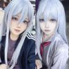 Wiggy Mermaid White Wig for Kanade Yoisaki Cosplay Wig Costume Women Anime Long Straght Sliver Wigs with Bangs for Halloween Christmas with Cap view 2