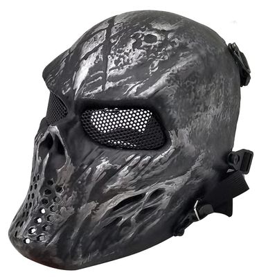 Fanjin Tactical Mask Skull Full Face Masks, Airsoft Mask, for Halloween Cosplay Party CS Survival Games Shooting (Silver Gray)