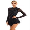 YiZYiF Womens Adult Figure Ice Skating Dress Long Sleeve Roller Skating Ballet Dance Dress Costume Black B Large view 3
