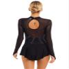 YiZYiF Womens Adult Figure Ice Skating Dress Long Sleeve Roller Skating Ballet Dance Dress Costume Black B Large view 4