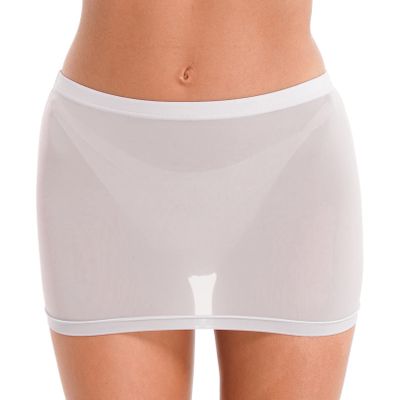 iiniim Womens Smooth Oil Shiny Lingerie Skirt Hip Dress Extreme Short Mini Skirt Underwear White C Small