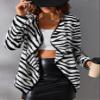 GLOPUK BOBONI Women's Jackets Autumn Zebra Striped Open Front Coat Lightweight Fashion (Color : Black and White, Size : Medium) view 1