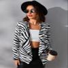 GLOPUK BOBONI Women's Jackets Autumn Zebra Striped Open Front Coat Lightweight Fashion (Color : Black and White, Size : Medium) view 3