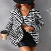 GLOPUK BOBONI Women's Jackets Autumn Zebra Striped Open Front Coat Lightweight Fashion (Color : Black and White, Size : Medium) view 4