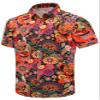 SheLucki Hawaiian Shirt for Men, Unisex Summer Beach Casual Short Sleeve Button Down Shirts, Printed Palmshadow Clothing Paisley Colorful M view 2