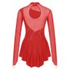 YiZYiF Womens Adult Figure Ice Skating Dress Long Sleeve Roller Skating Ballet Dance Dress Costume Red B X-Large view 4