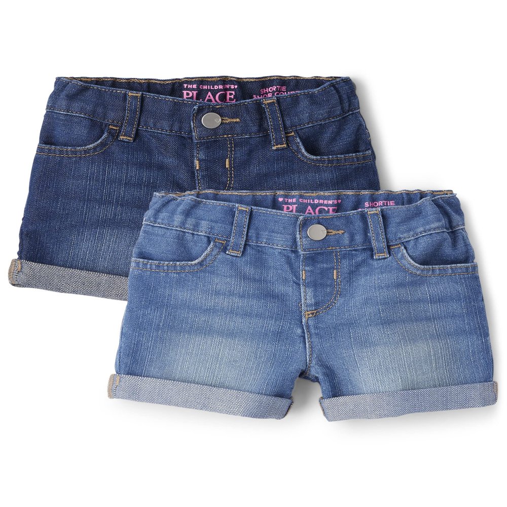 The Children's Place,and Toddler Girls Denim Shortie Shorts,Sage Wash,2T