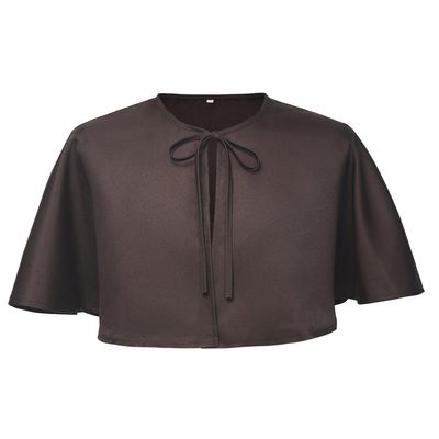 BLESSUME Unisex Medieval Short Cape Cloak (Large, Brown)