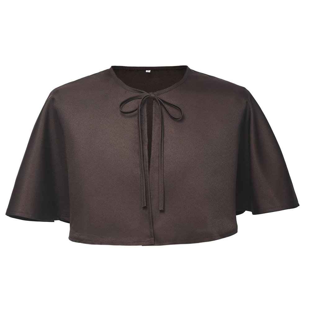 BLESSUME Unisex Medieval Short Cape Cloak (Large, Brown)