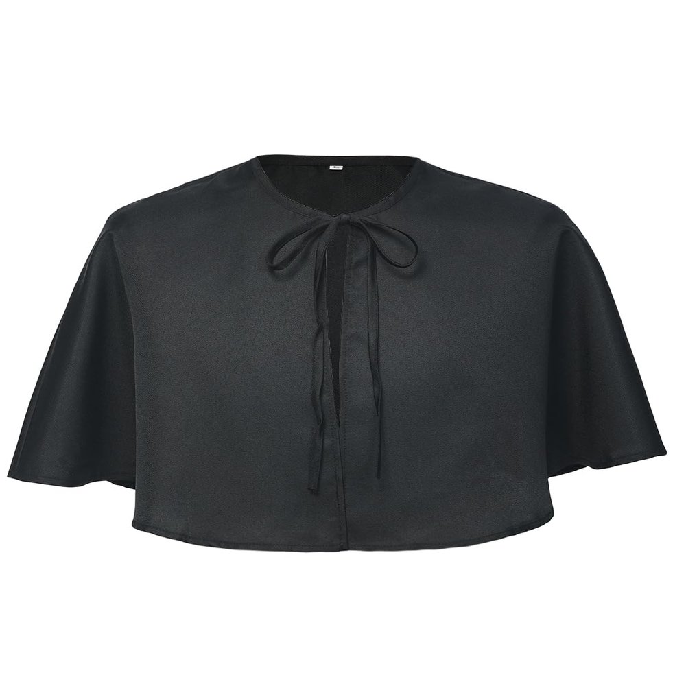 BLESSUME Unisex Medieval Short Cape Cloak (XX-Large, Black)
