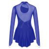 YiZYiF Womens Adult Figure Ice Skating Dress Long Sleeve Roller Skating Ballet Dance Dress Costume Royal Blue B Large view 4