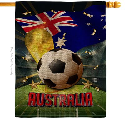 World Cup Australian Tapestry Burlap Banner Home Decor Wall Art Patio Lawn Front Porch Room Decorations Outdoor Flags Yard Signs FIFA Soccer Gifts Sports Fan Goal Trophy Game Football Made In USA