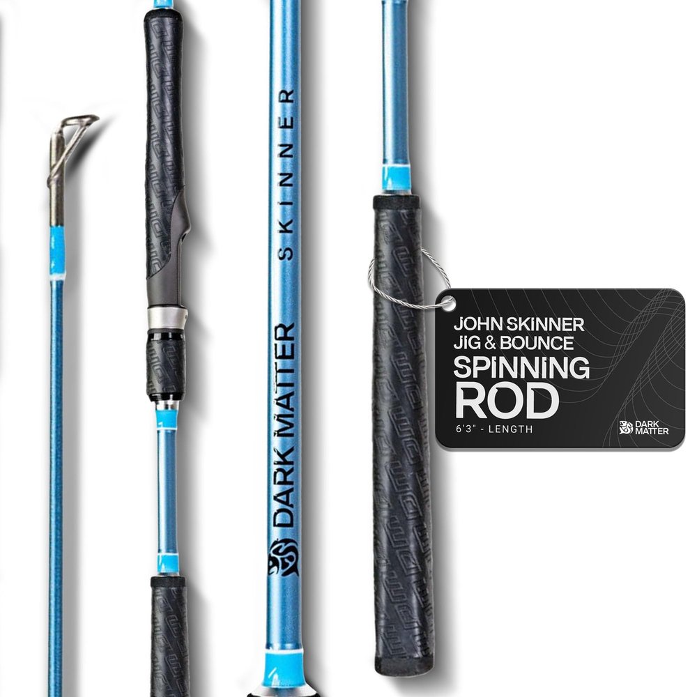 Dark Matter John Skinner Jig and Bounce Spinning Rods - 6'3" Medium Fishing Rod Heavy Duty, Inshore Trout Bass Fishing Rod Heavy Duty with Fuji Alconite Guides, Slow Pitch Jigging Rods Saltwater