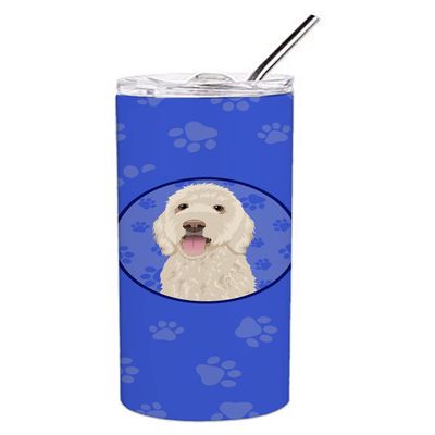 Caroline's Treasures WDK1057TBL20 Doodle Cream #5 Stainless Steel 20 oz Skinny Tumbler, Blue Vacuum Double Walled Reusable Insulated Tumbler Travel Cup for Coffee Cocktails Gift with Lid, 20 oz