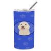 Caroline's Treasures WDK1057TBL20 Doodle Cream #5 Stainless Steel 20 oz Skinny Tumbler, Blue Vacuum Double Walled Reusable Insulated Tumbler Travel Cup for Coffee Cocktails Gift with Lid, 20 oz view 1