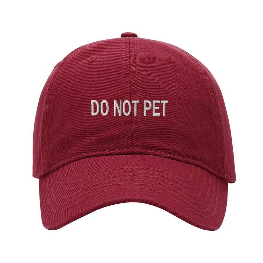 Baseball Cap Men Do Not Pet Embroidered Washed Cotton Dog Hat Baseball Caps (Red,7 5/8)