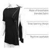 Deyeek Shoulder Surgery Shirts for Men Tearaway Side Snap Short Sleeves Rotator Cuff Dialysis Recovery Chemo Shirts Black view 4