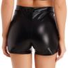 Lejafay Women's Wetlook Metallic Rave Booty Shorts Hot Pants Dance Bottoms Faux Leather Shorts High Waist Black Medium view 4