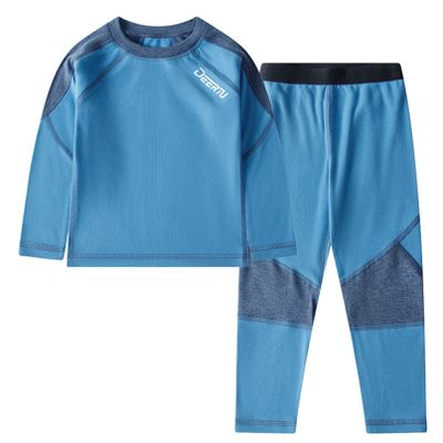 Fldy Boys Girls Thermal Underwear Set Kids Toddlers Fleece Lined Long Johns Set Winter Base Layer Top & Bottom Blue A 2-3 Years