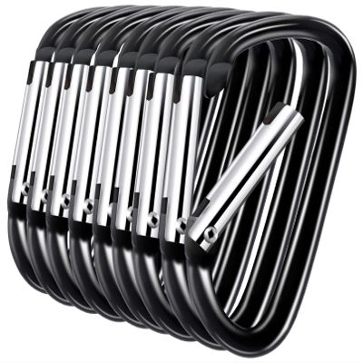 100 PCS Carabiner Clip,1.8" Aluminum Carabiner Caribeaner Clip,Small Carabiners,D Shape Carabiner Clips,Backpack Clips,Spring Snap Hook for Keychain Clip,Caribeener(Black)