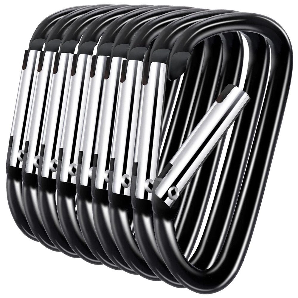 100 PCS Carabiner Clip,1.8" Aluminum Carabiner Caribeaner Clip,Small Carabiners,D Shape Carabiner Clips,Backpack Clips,Spring Snap Hook for Keychain Clip,Caribeener(Black)