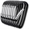 100 PCS Carabiner Clip,1.8" Aluminum Carabiner Caribeaner Clip,Small Carabiners,D Shape Carabiner Clips,Backpack Clips,Spring Snap Hook for Keychain Clip,Caribeener(Black) view 1