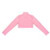 Loloda Kids Girls Turtleneck Long Sleeve Crop Top Dance Gymnastics Workout Athletic Shirt Sportswear Coral 10 Years view 4